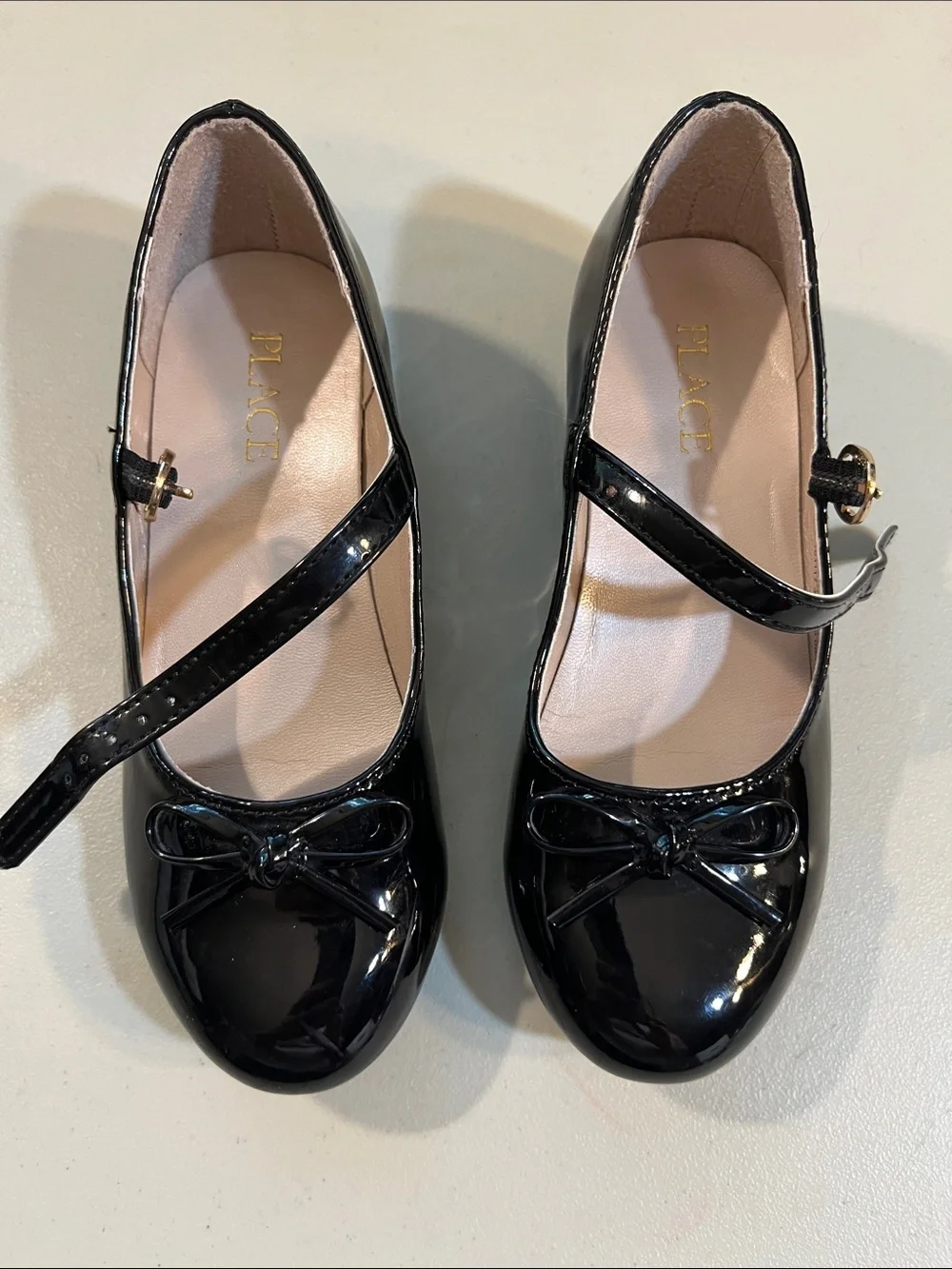 The Children's Place Black Patent Mary Jane Flats with Bow Strap